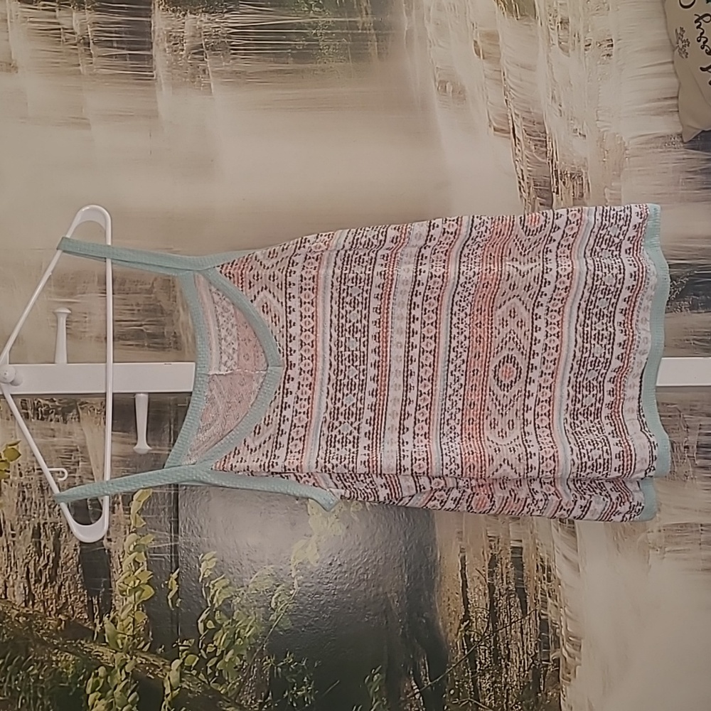 Womens 2XL Soft colorful boho knit spaghetti strap tank top